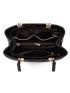 Metal Decor Satchel Bag, Women's Double Handle Purse, Fashion Pu Shoulder Bag With Bag Charm
