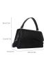 Mini Square Bag Solid Black Top Handle Flap Design