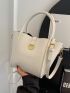 Litchi Embossed Square Bag Mini Beige