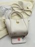 Litchi Embossed Square Bag Mini Beige