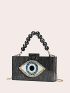 Eye Graphic Box Bag Small Beaded Strap