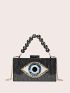 Eye Graphic Box Bag Small Beaded Strap