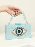 Eye Graphic Box Bag Small Beaded Strap
