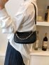 Mini Crocodile Embossed Square Bag Black Chain Decor For Daily