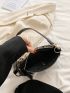 Mini Crocodile Embossed Square Bag Black Chain Decor For Daily