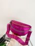 Crocodile Embossed Fanny Pack Chain Decor Metallic Funky