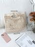 Hollowed Out Casual Knitted Bag Handbag Thick Needle & Thread Summer Beach Bag