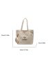 Letter Graphic Shopper Bag With Coin Purse Large Capacity Beige