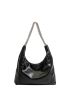 Minimalist Shoulder Tote Bag Black Chain Strap