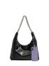 Minimalist Shoulder Tote Bag Black Chain Strap