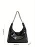 Minimalist Shoulder Tote Bag Black Chain Strap