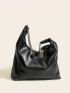 Minimalist Shoulder Tote Bag Black Chain Strap