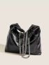 Minimalist Shoulder Tote Bag Black Chain Strap