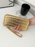 Metallic Gold Long Wallet Funky Crocodile Embossed Zipper PU