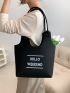 New Solid Color Letter Pattern Felt Fabric Women's Shoulder Bag Tote Bag