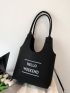 New Solid Color Letter Pattern Felt Fabric Women's Shoulder Bag Tote Bag