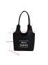 New Solid Color Letter Pattern Felt Fabric Women's Shoulder Bag Tote Bag