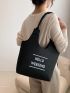 New Solid Color Letter Pattern Felt Fabric Women's Shoulder Bag Tote Bag