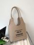 New Solid Color Letter Pattern Felt Fabric Women's Shoulder Bag Tote Bag