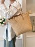 Large Capacity Straw Bag Double Handle For Vacation