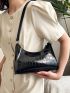 Crocodile Embossed Baguette Bag PU Elegant