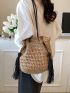 Small Straw Bag Tassel Decor For Vacation