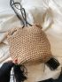 Small Straw Bag Tassel Decor For Vacation