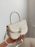 Mini Saddle Bag Embossed Design Top Handle