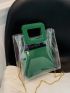 Green Square Bag Chain Strap Clear With Inner Pouch