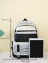 4pcs Bag Set Backpack Colorblock Letter Pattern Shopper Bag Square Bag