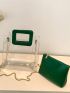 Green Square Bag Chain Strap Clear With Inner Pouch