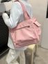 Small Shopper Bag Double Handle Pink For Daily Outing