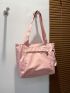 Small Shopper Bag Double Handle Pink For Daily Outing