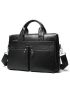 Letter Patch Decor Classic Multi-Pocket Briefcase For Business Work School Bag