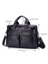 Letter Patch Decor Classic Multi-Pocket Briefcase For Business Work School Bag