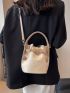 Mini Bucket Bag Crocodile Embossed Drawstring Design