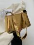 Small Shoulder Bag Metallic Crocodile Embossed Funky