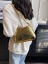 Small Shoulder Bag Metallic Crocodile Embossed Funky