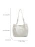 Small Tote Bag Ruched Design Double Handle Patch Decor