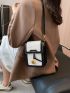 Mini Square Bag Crocodile Embossed Colorblock Letter Pattern