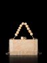 Small Box Bag Beaded Handle Fashion Style