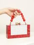 Small Box Bag Beaded Handle Fashion Style