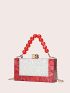 Small Box Bag Beaded Handle Fashion Style