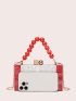 Small Box Bag Beaded Handle Fashion Style