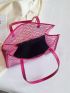 Clear Bag, Pink Tote Bag Letter Pattern Double Handle With Inner Pouch