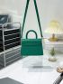 Mini Square Bag Metal Letter Decor Top Handle