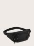 Zip Front Fanny Pack Gray Casual