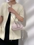 Mini Bucket Bag Beaded Handle Drawstring Design