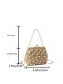 Small Straw Bag Faux Pearl Decor Chain Strap Kiss Lock Design