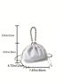 Beaded Strap Mini Bucket Bag Drawstring Design White